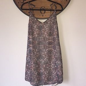 Spaghetti Strap gray and pink tones dress